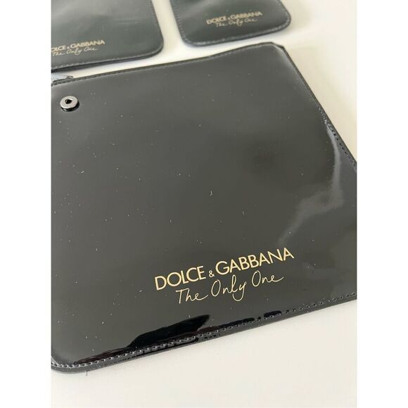 NWT Dolce Gabbana Women's Patent The Only One Beauty Cosmetic 3-Pouch Set Black - Picture 2 of 7